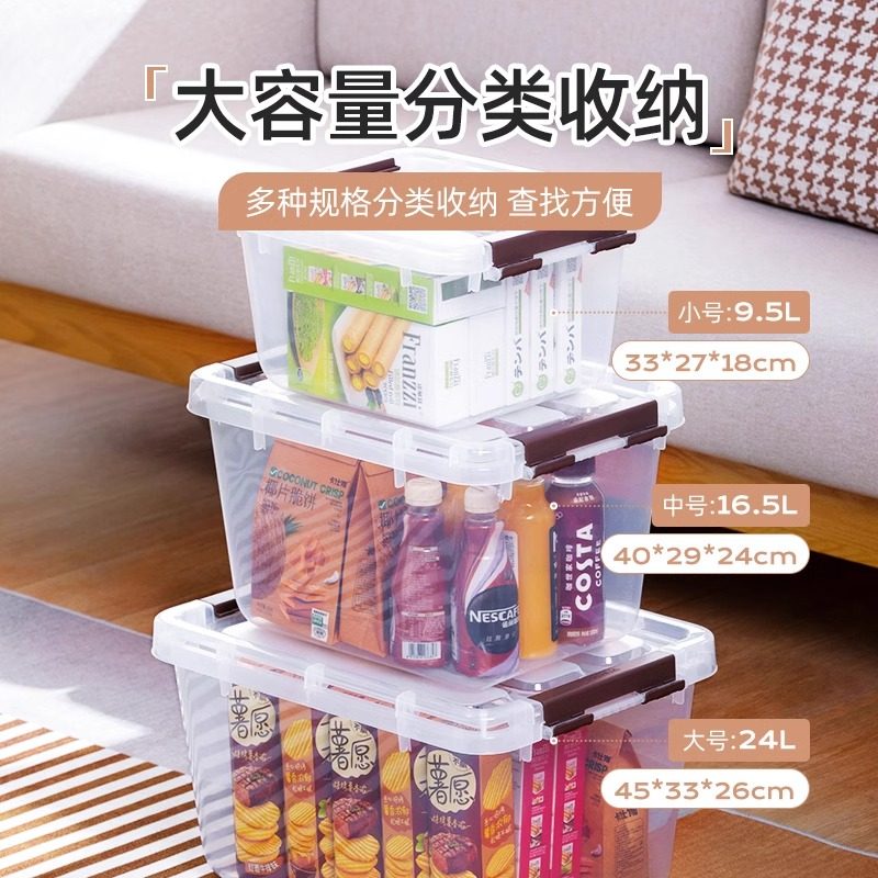 茶花手提收纳箱整理箱子透明小零食儿童玩具收纳盒家用储物盒塑料 - 图2