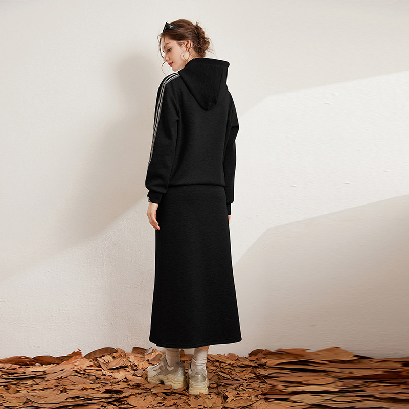 白鹿语连帽印花两件套秋款时尚微弹织带橡筋腰半裙女卫衣套装,淘宝优惠券,粉丝福利购,淘宝优惠卷