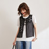 White deer language stitching hollow chiffon vest for women