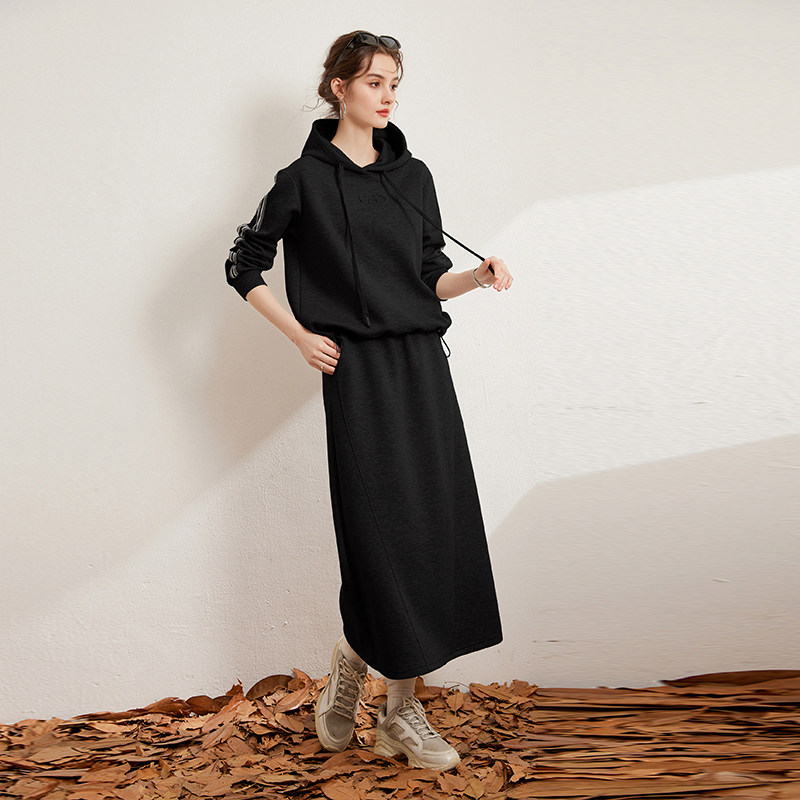 白鹿语连帽印花两件套秋款时尚微弹织带橡筋腰半裙女卫衣套装,淘宝优惠券,粉丝福利购,淘宝优惠卷