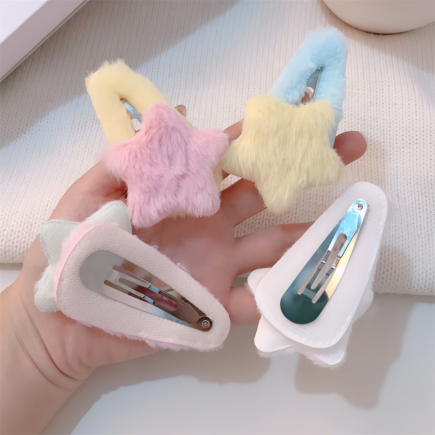 ins可爱侧边毛绒五角星形发夹女儿童刘海夹发饰bb夹秋冬新款发卡,淘宝优惠券,粉丝福利购,淘宝优惠卷