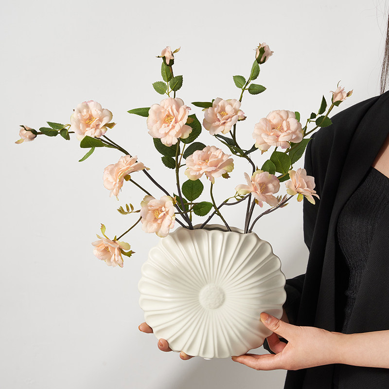 奶油风陶瓷花瓶摆件插花玄关客厅电视柜餐桌干花家居软装饰品轻奢,淘宝优惠券,粉丝福利购,淘宝优惠卷