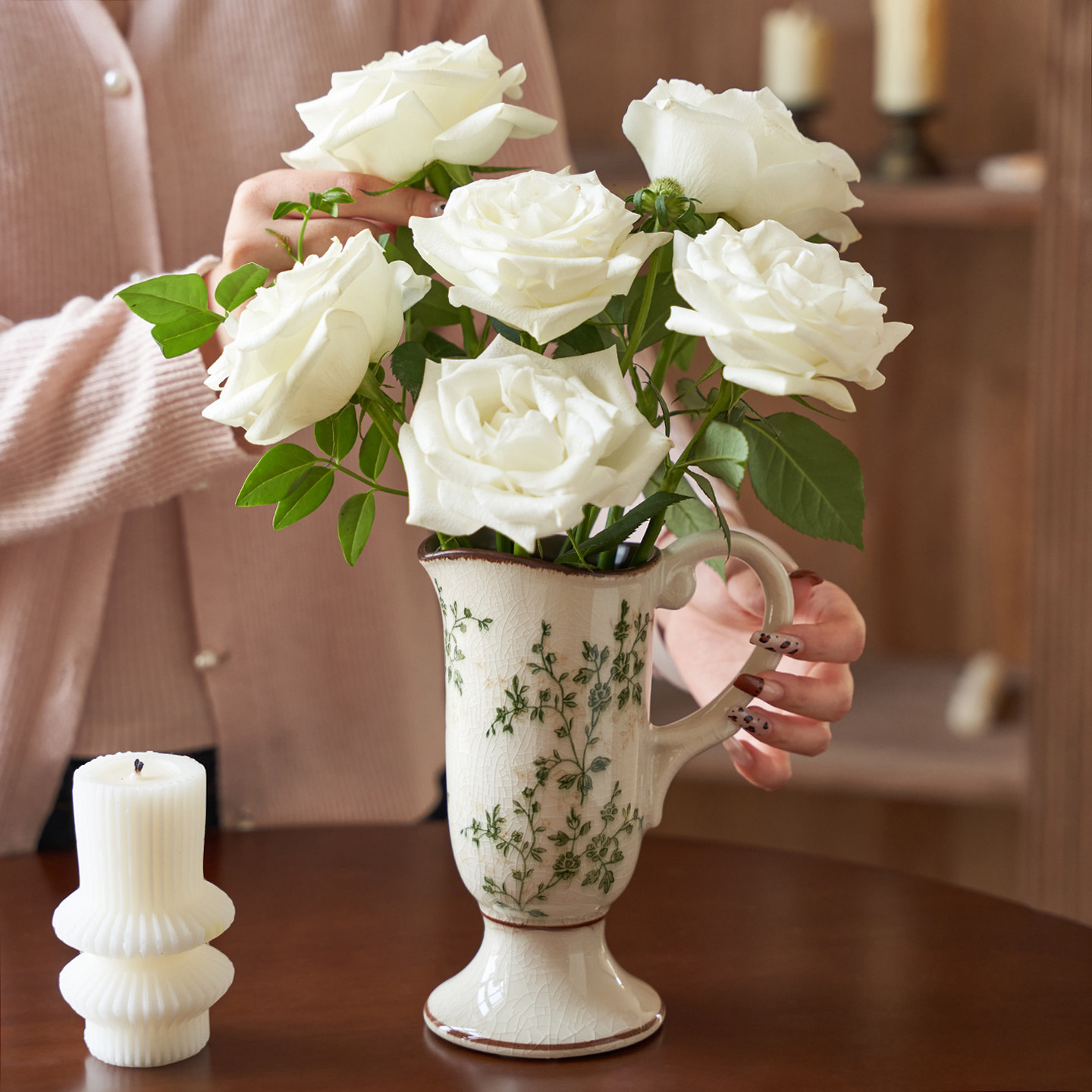 法式花瓶陶瓷奶壶复古田园风创意艺术摆件客厅插花水培器皿装饰品,淘宝优惠券,粉丝福利购,淘宝优惠卷