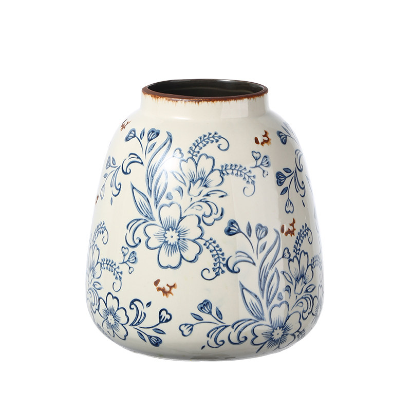 复古斑驳做旧青花瓷花瓶大陶瓷摆件创意客厅水养插花高级感新中式,淘宝优惠券,粉丝福利购,淘宝优惠卷