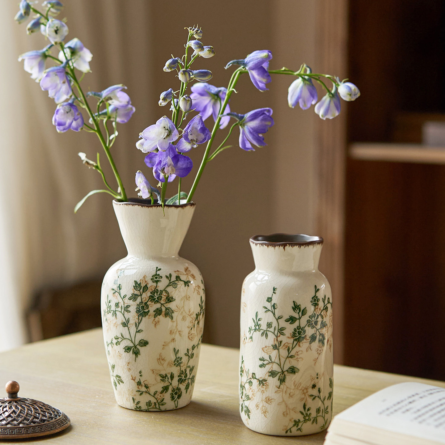 新中式陶瓷花瓶迷你小清新复古书房茶桌田园风家居装饰插花器摆件,淘宝优惠券,粉丝福利购,淘宝优惠卷