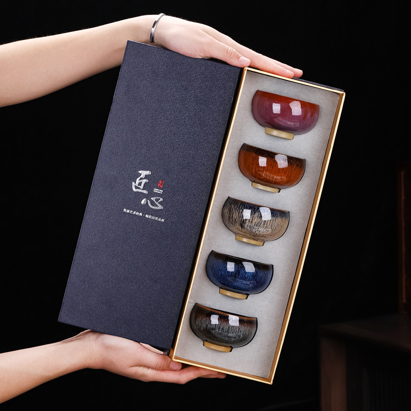 金镶玉五行杯窑变主人单个品茗杯子 吉祥缘茶杯