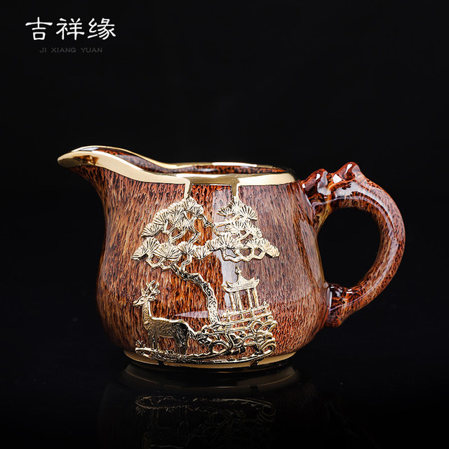 Auspicious margin gold inlaid jade fair ຈອກຊາ