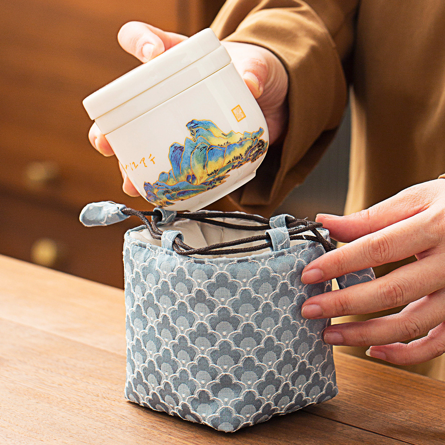 羊脂玉瓷旅行茶具套装单杯个人用泡茶杯便携户外快客杯露营泡茶壶,淘宝优惠券,粉丝福利购,淘宝优惠卷