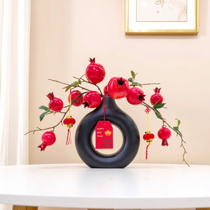 石榴仿真花客厅摆设干花花瓶装饰花艺摆件家居软装发财果柿柿如意,淘宝优惠券,粉丝福利购,淘宝优惠卷