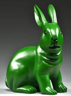 绿色木头兔子摆件十二生肖吉祥物