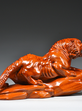 木头老虎摆件实木质动物生肖虎家居玄关吉祥物客厅办公室装饰礼品