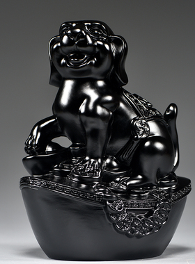 黑色狗摆件实木质雕刻