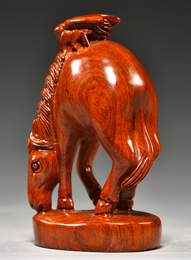 花梨实木马上赢摆件家居博古架办公桌面装饰实木质工艺品开业礼品