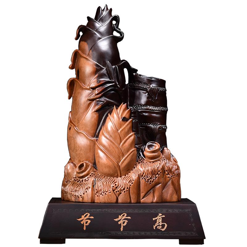 黑檀木雕节节高竹子红木家居客厅装饰寓意摆件竹笋乔迁送礼工艺品