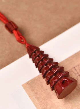 红色桃木七层文昌塔项链吊坠木雕饰品挂件启文昌男女随身佩戴