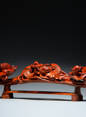 如意年年有余木雕荷花鱼工艺品