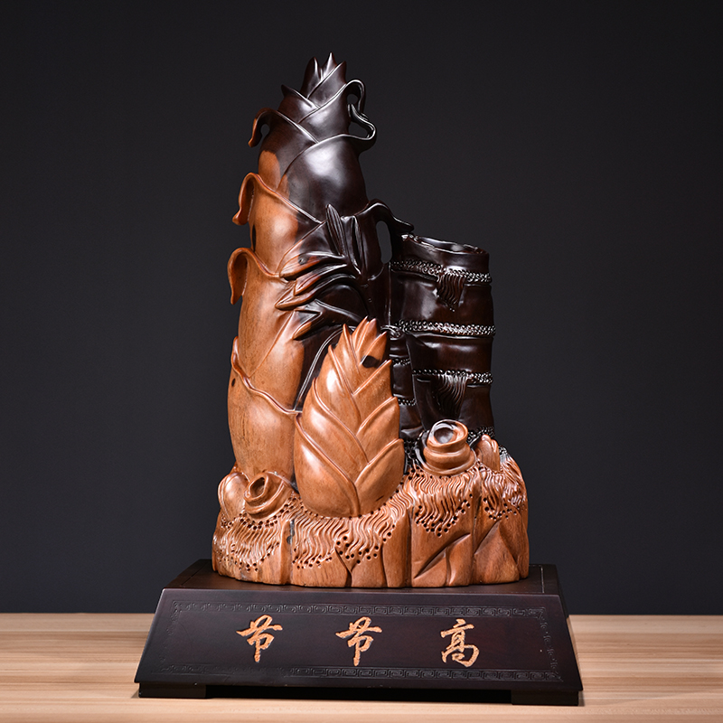 黑檀木雕节节高竹子红木家居客厅装饰寓意摆件竹笋乔迁送礼工艺品