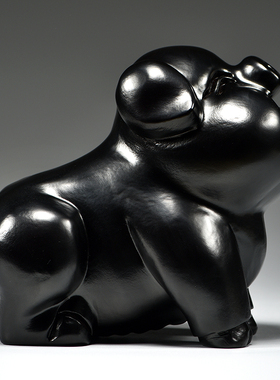 黑色实木猪摆件十二生肖猪吉祥物