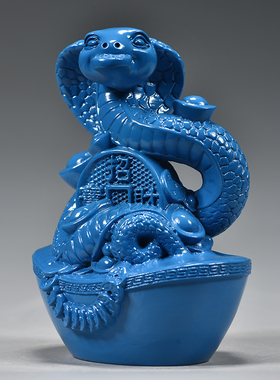 十二生肖蛇摆件实木雕刻眼睛蛇