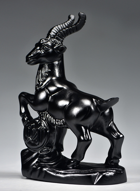 黑色木质木雕山羊摆件木质雕刻动物领头羊家居装吉祥物红木工艺品