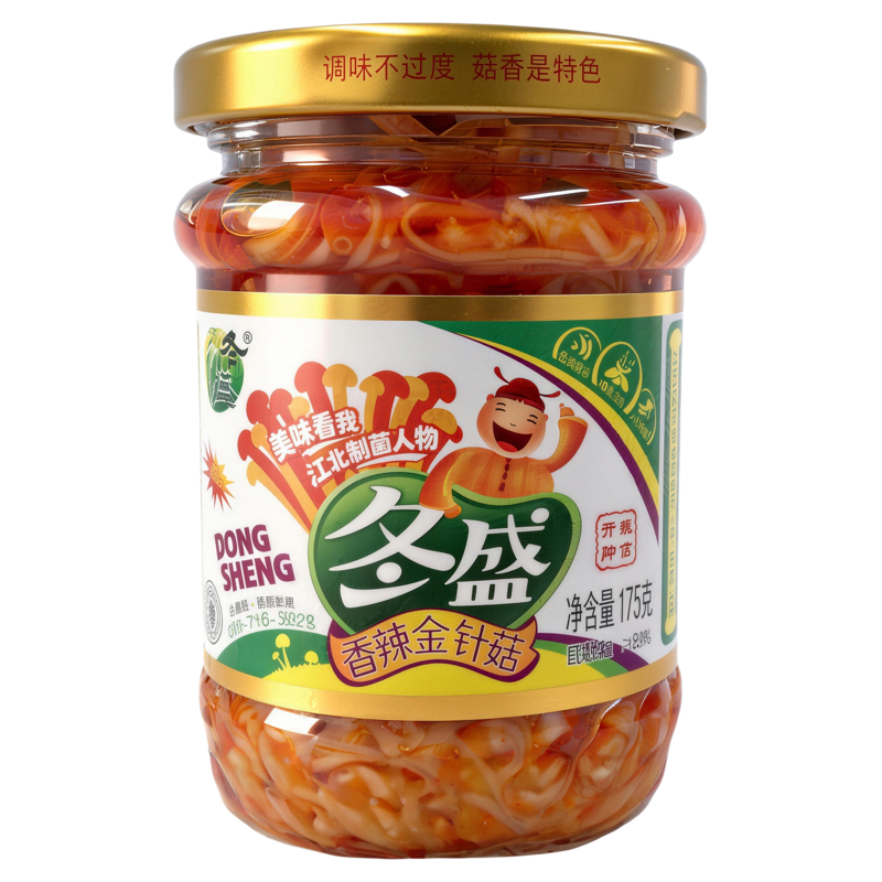 冬盛香辣金针菇175g*4瓶装零食拌饭拌面开胃下饭菜金针菇小菜