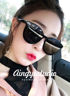黑色gm墨镜女款潮流时尚百搭圆脸显瘦网红偏光太阳镜遮阳防紫外线