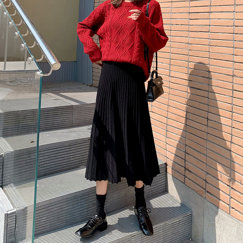针织2020秋冬季新款配毛衣半身裙 姿贝奴半身裙