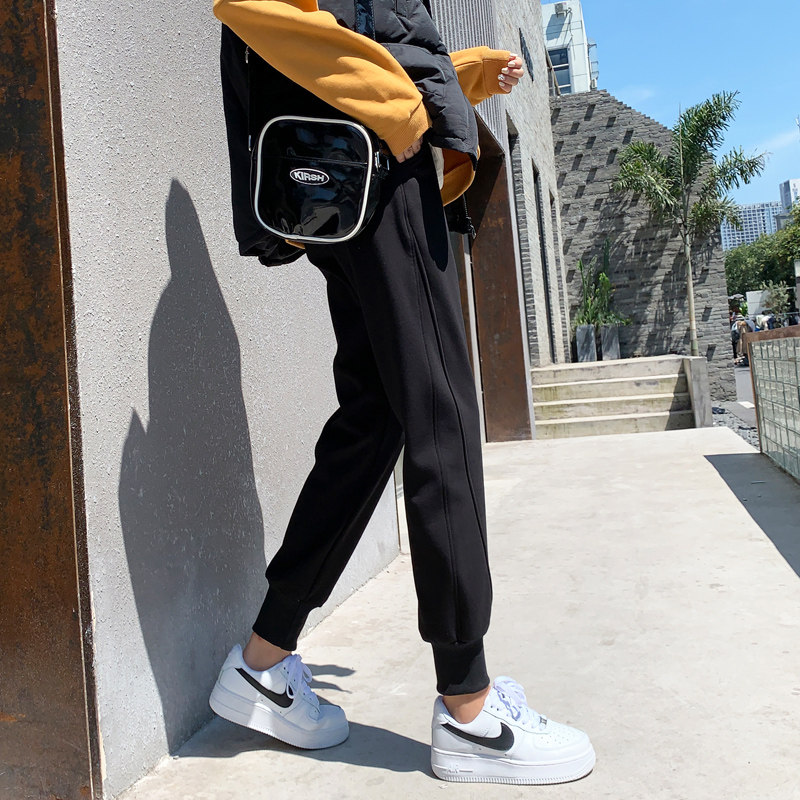 加绒秋冬季外穿宽松束脚休闲裤子 漫在路上休闲裤