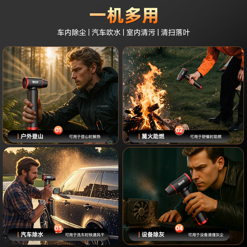 金属铝合金暴力风扇涡轮增压大功率暴风手持强力吹风机工业高速40函道除尘吹灰尘洗车吹水机吹雪神器吹尘枪 - 图3