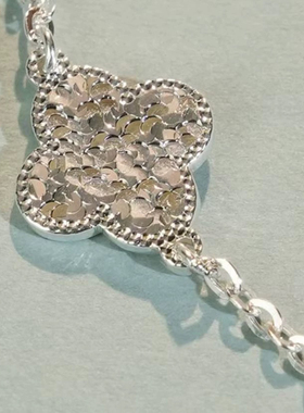 足银999.9碎碎冰四叶草手链女轻奢个性潮流爆款