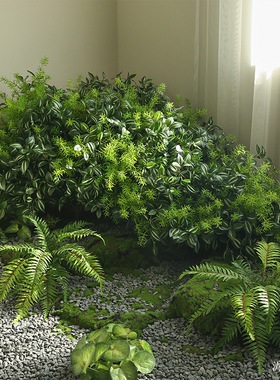 仿真植物叶子波斯蕨蕨类植物叶子手感保湿绿色背景墙造景装饰