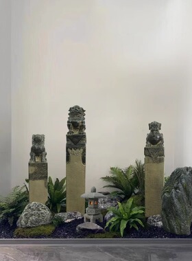 仿真拴马柱玻璃钢中式庭院造景栓马桩室内外庭院假山摆件陈设