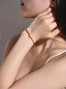 金包银小蛮腰手镯女18k金手环时尚手环开口高级感送女友情人节礼