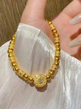 金包银人生四美手链女18k金古法传承四方如意桃气旺旺人间富贵花