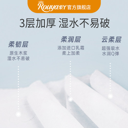 柔丫乳霜保湿柔纸巾婴儿专用宝宝手口云柔巾婴儿用的乳霜纸巾5包 - 图3