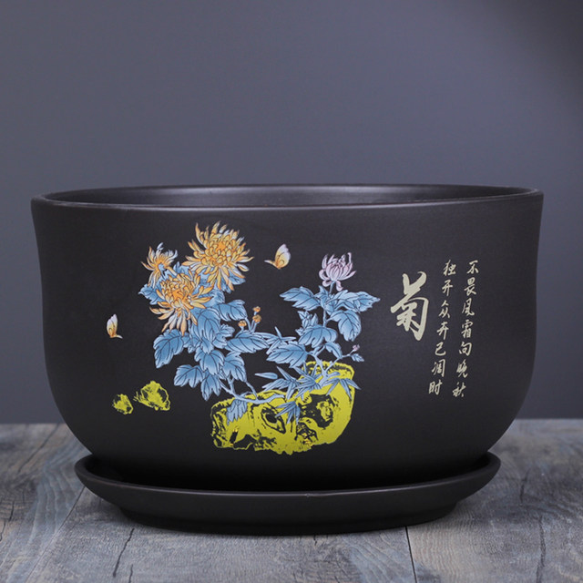 Flower Pot Ceramic With Tray Extra Large Clearance