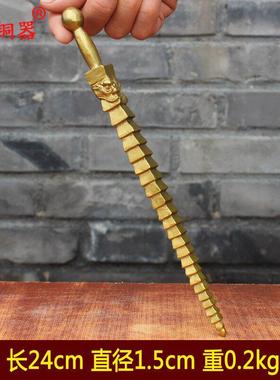 宇卓铜器 纯铜锏 黄铜鞭 赵公明法器 佛堂桌面摆件