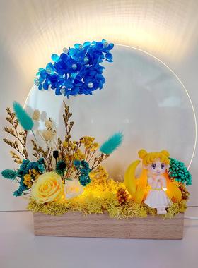 DIY永生花夜灯材料包暖场团建活动楼盘花艺手作留言台灯摆件中秋