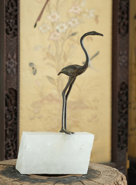 新中式国风摆件，铜制水晶石质造