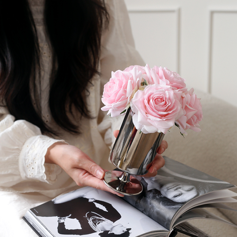 栀美家 法式轻奢玫瑰花仿真花 客厅餐桌花假花装饰品家居桌面摆件 - 图2