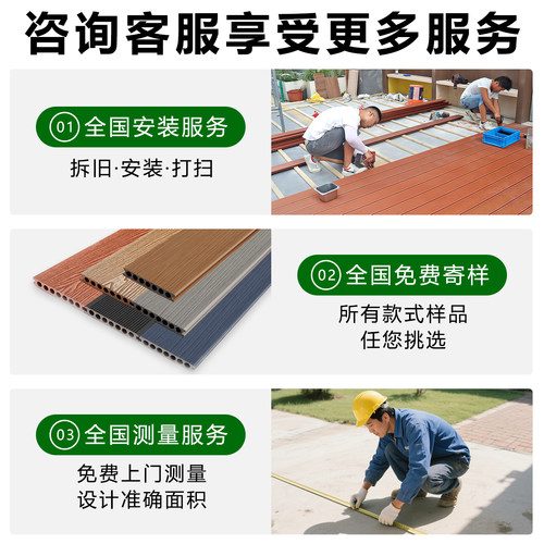 户外塑木地板庭院防腐木自铺露台室外阳台木塑地台pvc塑料围栏板 - 图0