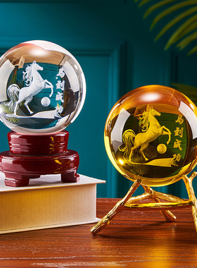 恭喜发财好运来！吉祥水晶球摆件