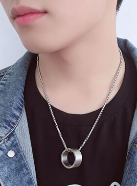 欧美嘻哈复古黑色圆环项链