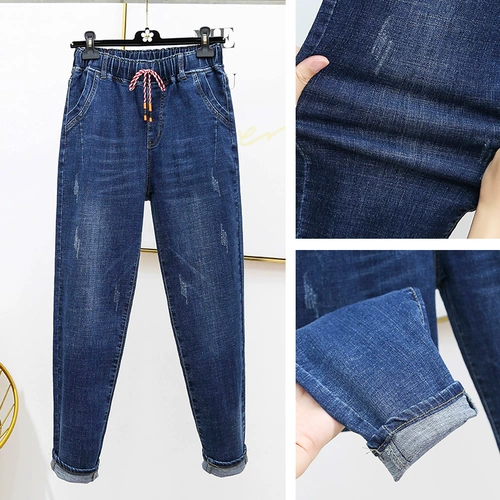 Утепленные эластичные джинсы, приталенные штаны, большой размер, высокая талия, подходит для полных девушек