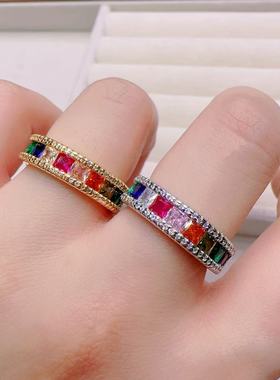 跨境流行饰品奢华泰国佛牌彩色锆石戒指时尚女士礼品首饰热销