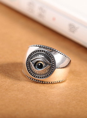 本命年做旧恶魔之眼开口戒指 时尚复古男士戒指节日礼物