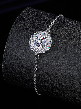 直播热销法式一克山茶花仿莫桑石手新款链女式个性百搭手饰