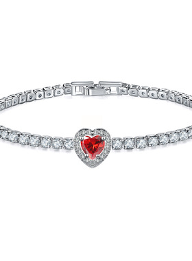 彩色心形满钻手链时尚奢华欧美跨境创意微镶锆石首饰礼物送闺蜜