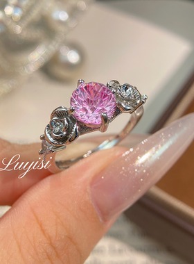 小红书爆款帕拉伊巴烟花切手调立体玫瑰戒指时尚高级感山茶花戒指