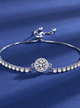 2025直播爆款两克拉公主方包仿莫桑石手链女士小众百搭气质手串